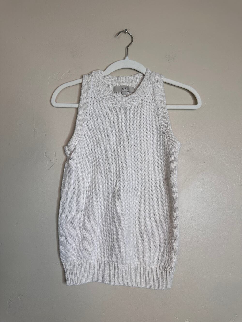LOFT Light Cream Sleeveless Halter Crewneck Knit Sweater XS